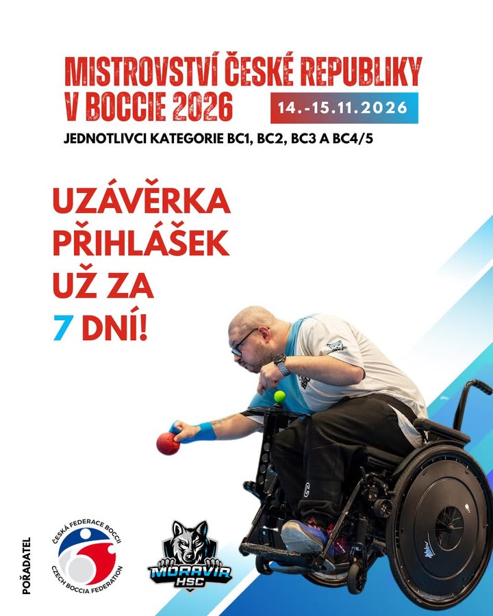 ⏳ Zbývá už jen týden! Uzávěrka přihlášek na Mistrovství ČR v boccie 2026 se blíží…